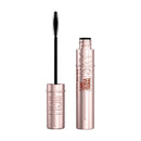 Mascara with rose gold casing and black wand on white background