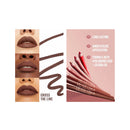 Lipstick shades on a model with product packaging and features listed.