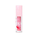 Pink lip gloss with clear case on white background