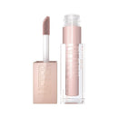 Lip gloss with applicator and packaging on a white background