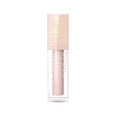 Pink lip gloss with clear container on white background