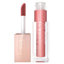 Lip gloss with applicator and packaging on a white background