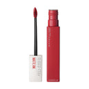 Red lip gloss with applicator and packaging on a white background