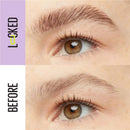 Comparison of an eye with and without eyebrow grooming, labeled 'Before' and 'Looked'.