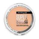 Maybelline Super Stay 24H powder foundation in a round container on a white background