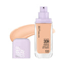 Maybelline Super Stay foundation bottle with applicator on a white background