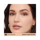Close-up of a woman's face with makeup unretouched, labeled '108 Cool undertones'.