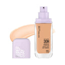 Maybelline Super Stay foundation bottle with applicator on a white background