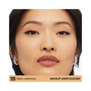 Close-up of a person with makeup unretouched, showing warm undertones.