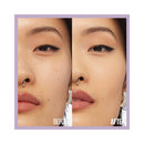 Before and after comparison of a person's face with visible skin improvement.