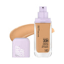 Maybelline Super Stay foundation bottle with applicator on a white background