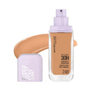 Maybelline Super Stay foundation bottle with applicator on a white background