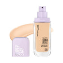 Maybelline Super Stay foundation bottle with applicator on a white background