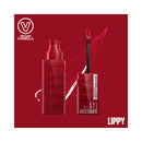 Maybelline Superstay Vegan Formula lip products on a red background