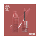 Maybelline Superstay Vegan Formula lip product on a red background