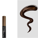 Maybelline Tattoo Brow gel pen with a swatch of brown color on a white background