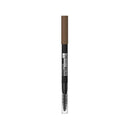 Eyebrow pencil with brown tip and black casing on a white background