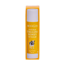 MooGoo Natural Tingling Honey Lip Balm in its original yellow cardboard packaging with a cow illustration, on a white background.