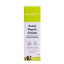 MooGoo Scalp Repair Cream in a tall rectangular white and lime green box, featuring the brand name MooGoo at the top and product details in the center on a plain white background.