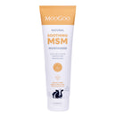 MooGoo Natural Soothing MSM Moisturiser in a white squeeze tube with a golden-yellow cap, shown on a plain white background.