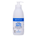 A white pump bottle of MooGoo Natural Ultra Gentle Ceramide Cleanser against a plain white background.