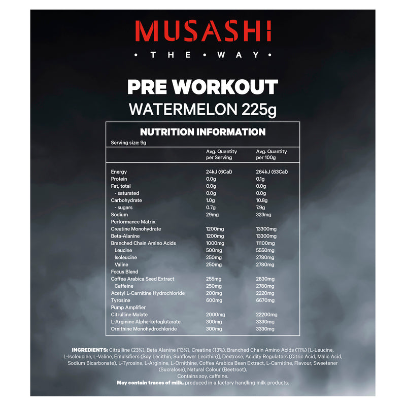 Musashi Pre Workout Watermelon 225G