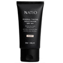 A black squeeze tube of Natio Mineral Tinted Moisturiser SPF 50+ in the shade Ivory, shown against a plain white background.