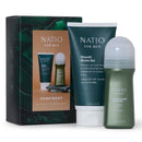 Natio for Men grooming products including a tube and a bottle on a white background