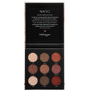 Natio eyeshadow palette with nine shades on a black background