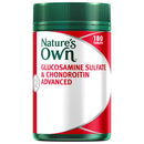 Nature's Own Glucosamine Sulfate & Chondroitin Advanced supplement container with a green cap and a red and white label.