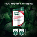 Nature's Own Glucosamine Sulfate & Chondroitin Advanced supplement jar with recyclable packaging labels on a leafy background.