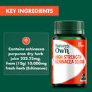 Nature's Own High Strength Echinacea 10,000 supplement bottle with key ingredients text on a green background