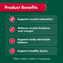List of product benefits on a green background with red accents