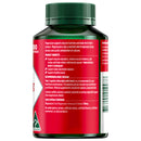 A dark green bottle of Magnesium supplements with a red and white label, showing product benefits and ingredients on a white background.