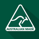 White 'Australian Made' logo on a green background