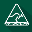 Australian Made logo with a white triangle on a green background