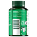 Green supplement bottle with label on a white background