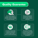 Quality guarantee infographic with icons and text on a green background