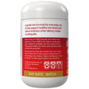 A white plastic bottle of Nature's Way Iron Daily dietary supplement, showing the back label with red and white text, recycling symbols, and product details.