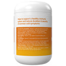 A white plastic bottle of Nature's Way Vitamin C chewable tablets, showing the back of the bottle with orange text and a large orange information panel on a white background.