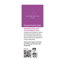 A product information card for Naturopathica Phyto-Active Horny Goat Weed For Her, featuring a purple header with white text, product description, QR codes, and recycling icons on a white background.