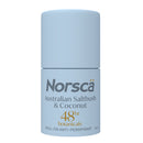 Norsca roll-on anti-perspirant with 'Australian Saltbush & Coconut' scent on a white background