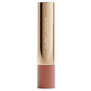 Lipstick with gold cap and brown body on a white background