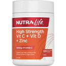 Nutra-Life High Strength Vitamin C + D + Zinc Chewables 120 Tablets