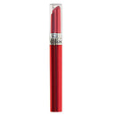 Red lipstick with a clear cap on a white background