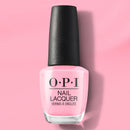 OPI nail polish bottle on a pink background