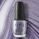 OPI nail polish bottle on a textured purple background