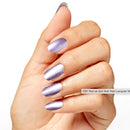 Hand with purple nail polish on a white background, featuring OPI branding.