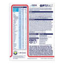 Nestle Optifast Nutrition Facts and product information card for Nestle Optifast VCD13, showing nutritional values, ingredients, manufacturer details, and usage information on a white background.