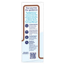 A vertical printed support card or brochure insert with a white background, dark brown border, and blue icon accents, containing text about OPTIFAST journey guidance and a QR code. It is shown against a light gray background.